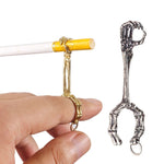 Anello galvanico con fermaglio per sigaretta da gioco a mano con teschio, Gold Plating, Silver Plating