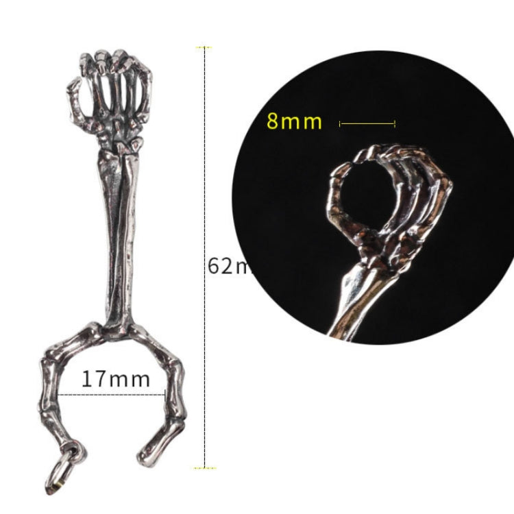 Anello galvanico con fermaglio per sigaretta da gioco a mano con teschio, Gold Plating, Silver Plating
