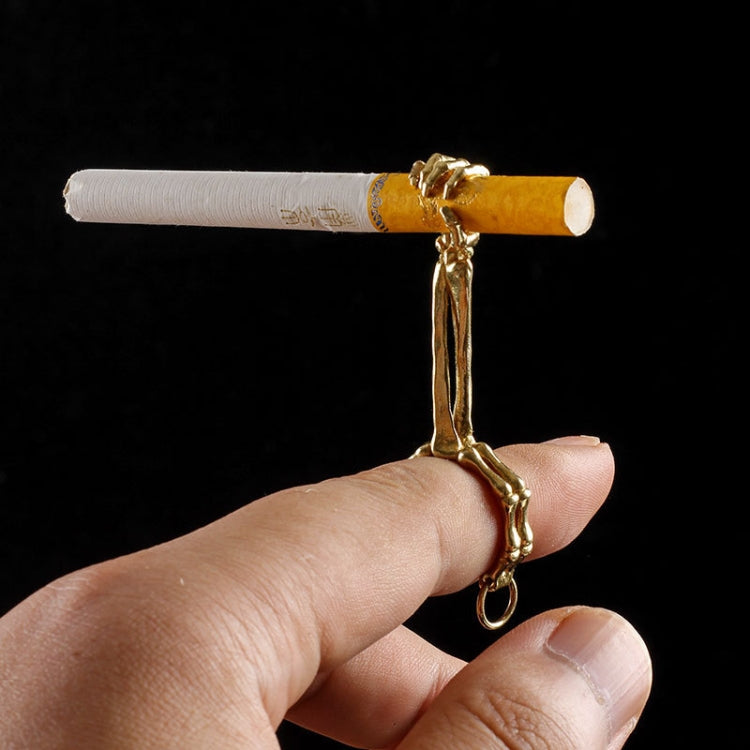 Anello galvanico con fermaglio per sigaretta da gioco a mano con teschio, Gold Plating, Silver Plating