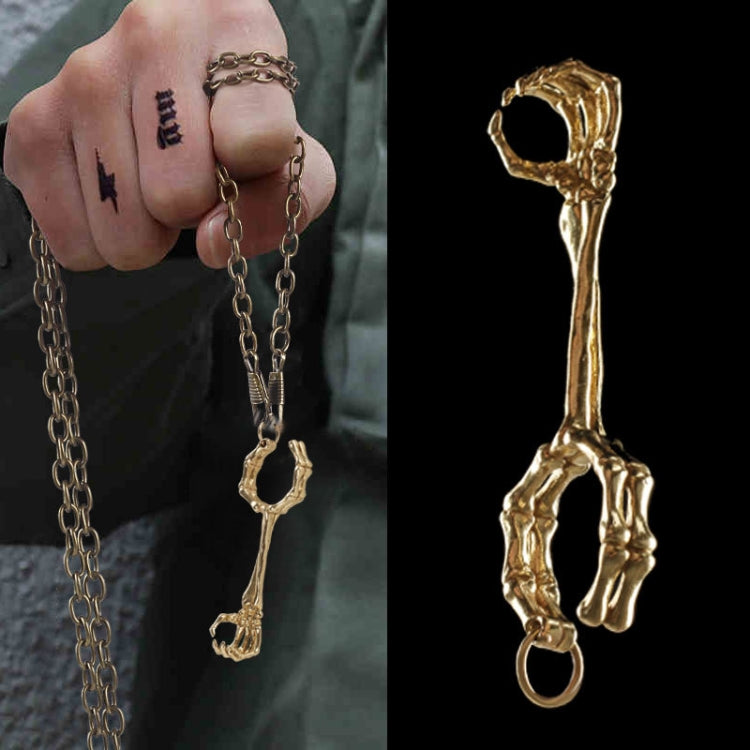 Anello galvanico con fermaglio per sigaretta da gioco a mano con teschio, Gold Plating, Silver Plating