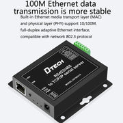 DTECH IOT9031B RS485/422 a TCP/IP Ethernet Serial Port Server, spina CN, IOT9031B RS485/422 To TCP/IP