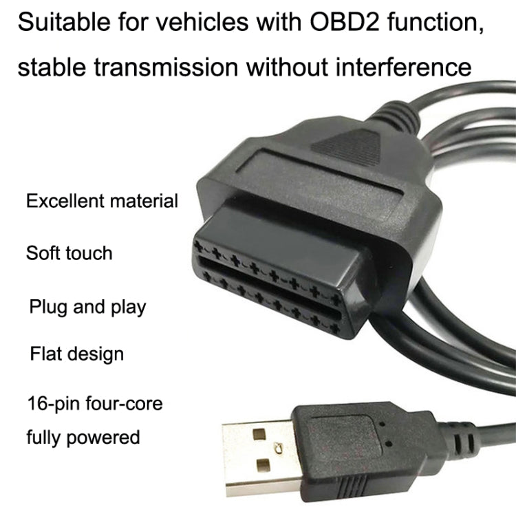 Cavo diagnostico per computer per auto con cavo di conversione femmina da 16 pin USB AM a OBD2, 16PIN