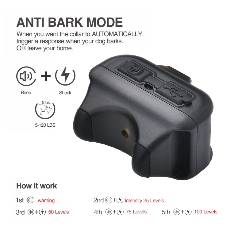 Pet Collar Trainer Ricaricabile Automatic Bark Stop, Automatic Bark Stop Black, Automatic Bark Stop Black White Spots