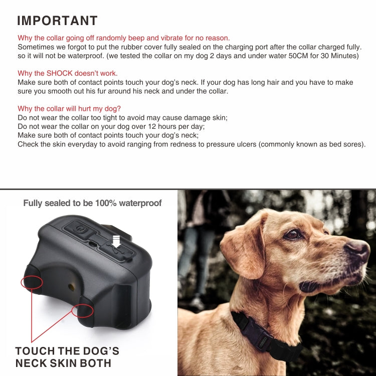 Pet Collar Trainer Ricaricabile Automatic Bark Stop, Automatic Bark Stop Black, Automatic Bark Stop Black White Spots