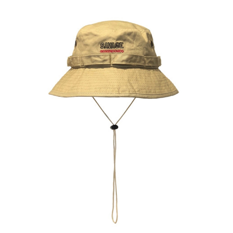 GEGEEN DOMOG Cappello da pescatore a tesa larga Cappello da vaso retrò con coulisse antivento, Khaki, Black