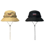 GEGEEN DOMOG Cappello da pescatore a tesa larga Cappello da vaso retrò con coulisse antivento, Khaki, Black