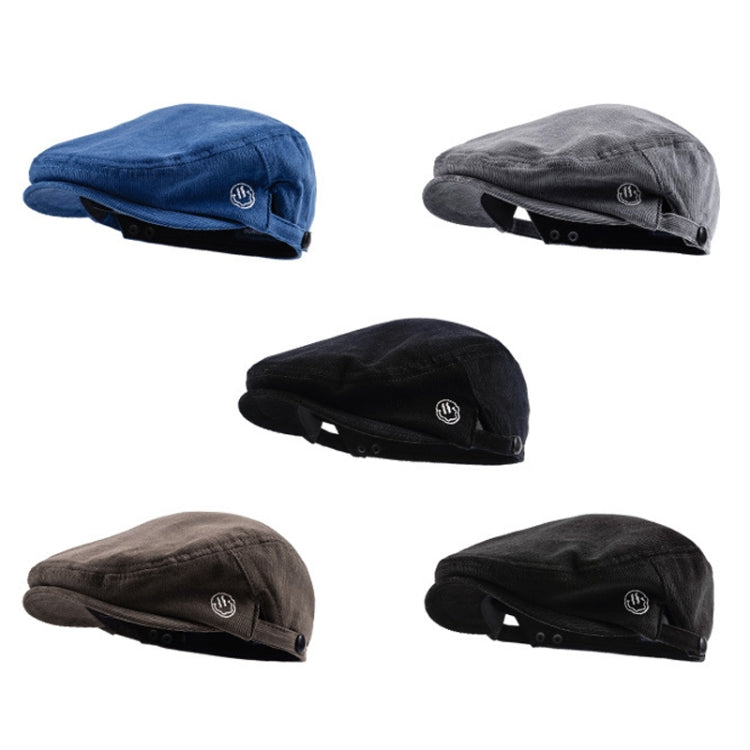 Cappello retrò da strada in velluto a coste con berretto a lettera rovesciata, Blue, Black, Grey, Coffee, Deep Gray