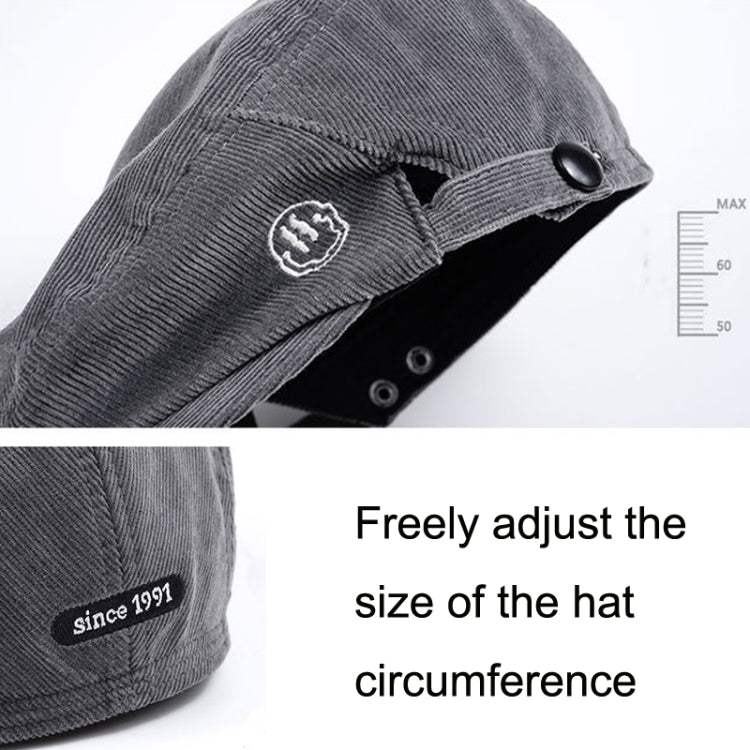 Cappello retrò da strada in velluto a coste con berretto a lettera rovesciata, Blue, Black, Grey, Coffee, Deep Gray