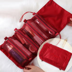 Borsa cosmetica in rete impermeabile portatile da viaggio da donna 4 in 1, Red, Green, Black, Violet, Khaki, Cherry Pink