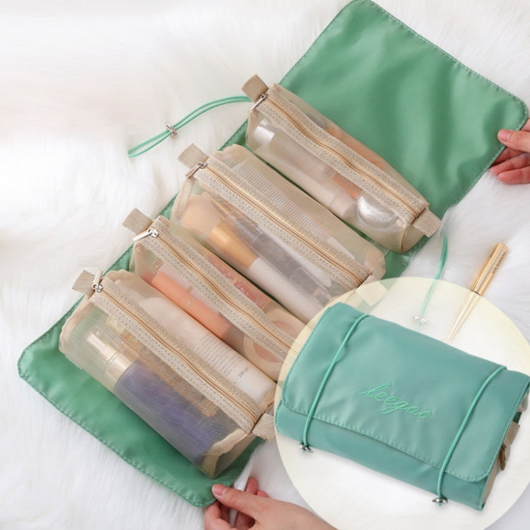 Borsa cosmetica in rete impermeabile portatile da viaggio da donna 4 in 1, Red, Green, Black, Violet, Khaki, Cherry Pink