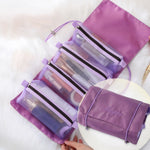 Borsa cosmetica in rete impermeabile portatile da viaggio da donna 4 in 1, Red, Green, Black, Violet, Khaki, Cherry Pink
