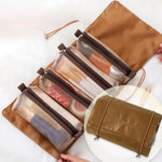 Borsa cosmetica in rete impermeabile portatile da viaggio da donna 4 in 1, Red, Green, Black, Violet, Khaki, Cherry Pink