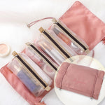 Borsa cosmetica in rete impermeabile portatile da viaggio da donna 4 in 1, Red, Green, Black, Violet, Khaki, Cherry Pink