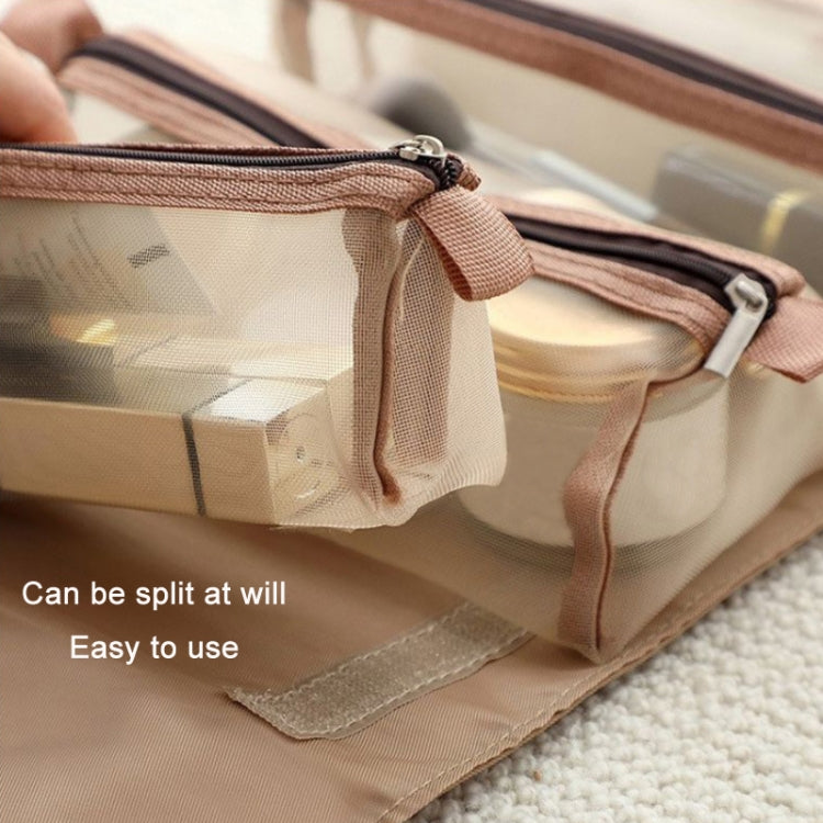Borsa cosmetica in rete impermeabile portatile da viaggio da donna 4 in 1, Red, Green, Black, Violet, Khaki, Cherry Pink