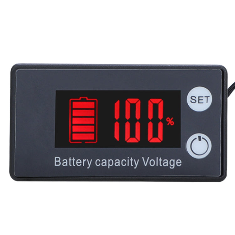 Voltmetro CC con display digitale a due righe Misuratore di carica della batteria al litio al piombo, colore:, Red, Green, Blue, White, Red+Temperature, Green+Temperature, Blue+Temperature, White+Temperature