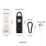 Portachiavi di autodifesa studentessa ricaricabile con allarme anti-lupo, Rechargeable White, Rechargeable Black