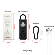 Portachiavi di autodifesa studentessa ricaricabile con allarme anti-lupo, Rechargeable White, Rechargeable Black