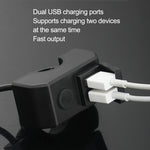 Caricabatterie per cellulare Dual USB per moto 5V 3A Ricarica rapida, 5V 3A Black