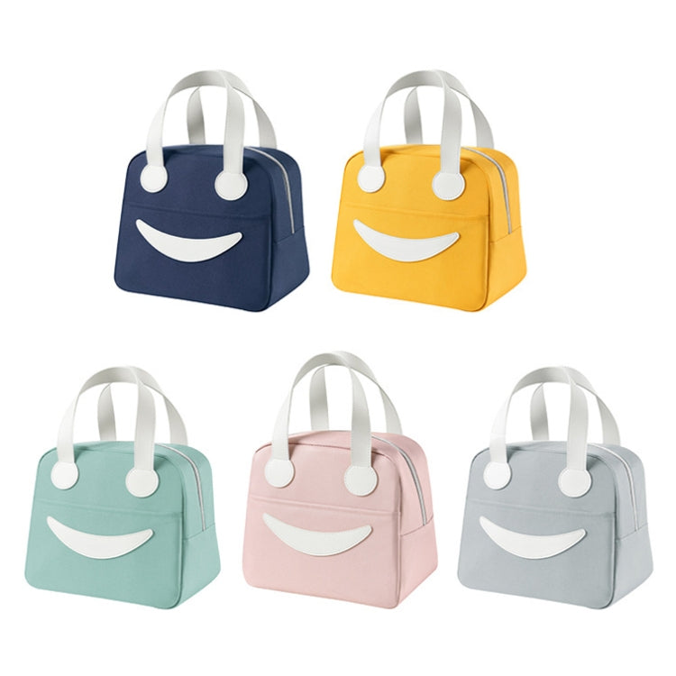 Borsa pranzo con smiley con manici in pelle, dimensioni:, S (Green), S (Pink), S (Gray), S (Navy Blue), S (Yellow), L (Green), L (Pink), L (Gray), L (Navy Blue), L (Yellow)