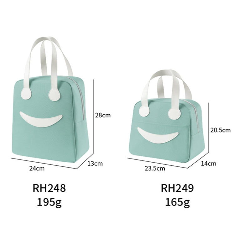 Borsa pranzo con smiley con manici in pelle, dimensioni:, S (Green), S (Pink), S (Gray), S (Navy Blue), S (Yellow), L (Green), L (Pink), L (Gray), L (Navy Blue), L (Yellow)