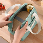 Borsa pranzo con smiley con manici in pelle, dimensioni:, S (Green), S (Pink), S (Gray), S (Navy Blue), S (Yellow), L (Green), L (Pink), L (Gray), L (Navy Blue), L (Yellow)