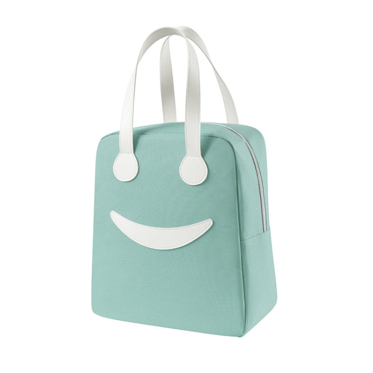 Borsa pranzo con smiley con manici in pelle, dimensioni:, S (Green), S (Pink), S (Gray), S (Navy Blue), S (Yellow), L (Green), L (Pink), L (Gray), L (Navy Blue), L (Yellow)