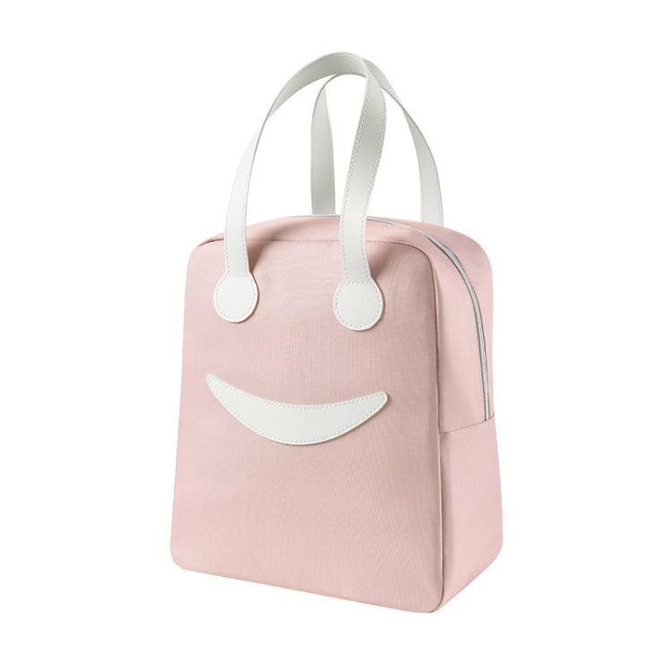 Borsa pranzo con smiley con manici in pelle, dimensioni:, S (Green), S (Pink), S (Gray), S (Navy Blue), S (Yellow), L (Green), L (Pink), L (Gray), L (Navy Blue), L (Yellow)