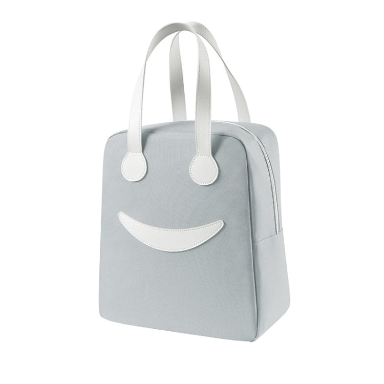 Borsa pranzo con smiley con manici in pelle, dimensioni:, S (Green), S (Pink), S (Gray), S (Navy Blue), S (Yellow), L (Green), L (Pink), L (Gray), L (Navy Blue), L (Yellow)