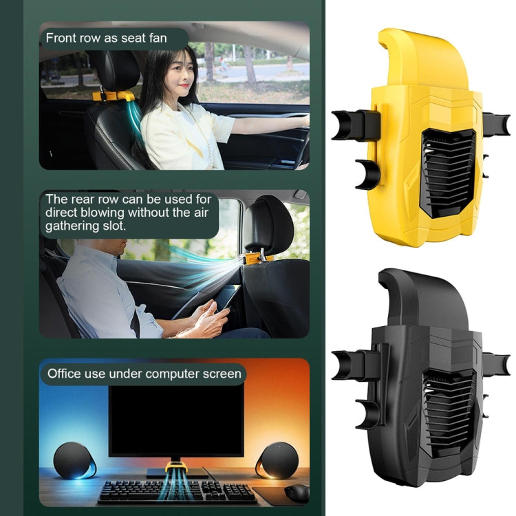 F415 Ventilatore USB multifunzionale per sedile posteriore per auto, Black, Yellow