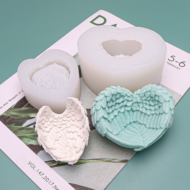 Stampo in silicone per ali d'angelo a forma di cuore Stampo per aromaterapia Candela per gelato, L, S