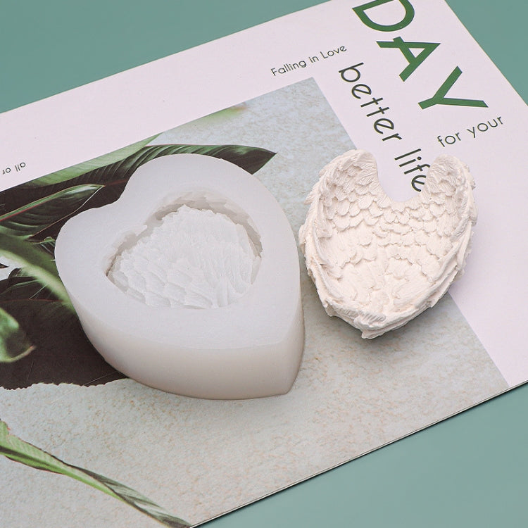 Stampo in silicone per ali d'angelo a forma di cuore Stampo per aromaterapia Candela per gelato, L, S