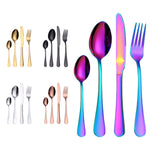 Set di coltelli da bistecca con forchetta da bistecca occidentale in acciaio inossidabile 4 pezzi / set, True Color, Golden, Rose Gold, Colorful, Black