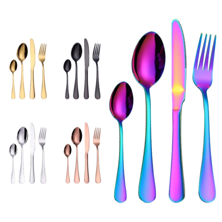Set di coltelli da bistecca con forchetta da bistecca occidentale in acciaio inossidabile 4 pezzi / set, True Color, Golden, Rose Gold, Colorful, Black