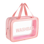 Borsa cosmetica portatile impermeabile trasparente in PVC, dimensioni:, L (Pink), L (Black), L (White), M (Pink), M (Black), M (White), S (Pink), S (Black), S (White)