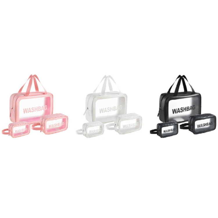 Borsa cosmetica portatile impermeabile trasparente in PVC, dimensioni:, L (Pink), L (Black), L (White), M (Pink), M (Black), M (White), S (Pink), S (Black), S (White)