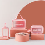Borsa cosmetica portatile impermeabile trasparente in PVC, dimensioni:, L (Pink), L (Black), L (White), M (Pink), M (Black), M (White), S (Pink), S (Black), S (White)
