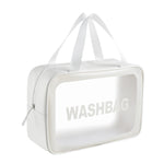 Borsa cosmetica portatile impermeabile trasparente in PVC, dimensioni:, L (Pink), L (Black), L (White), M (Pink), M (Black), M (White), S (Pink), S (Black), S (White)