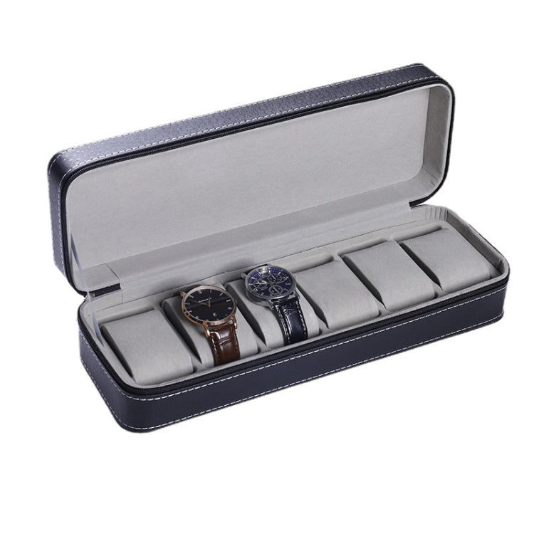 Scatola porta orologi 6 scomparti in pelle PU nera