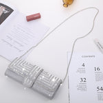 Borsa da sera da donna Borsa a tracolla Borsa a tracolla a mano, Silver, Black