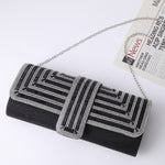 Borsa da sera da donna Borsa a tracolla Borsa a tracolla a mano, Silver, Black