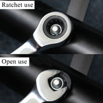 Chiave a cricchetto combinata con testa flessibile Strumento a cricchetto a doppio scopo, 6mm, 7mm, 9mm, 11mm, 16mm, 24mm, 18mm, 20mm, 21mm, 22mm, 23mm