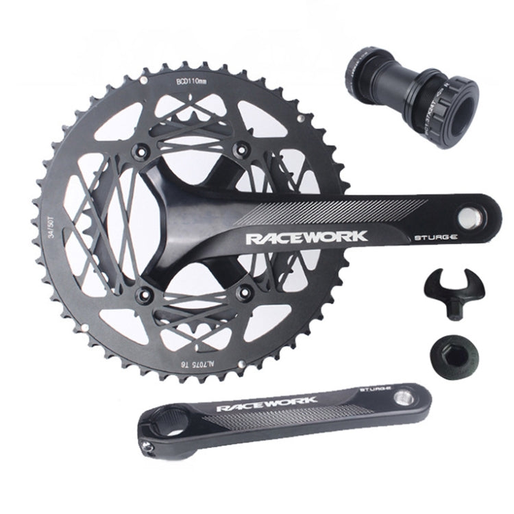 Guarnitura RACEWORK RKRFA per bici da strada in lega di alluminio a 22 velocità, specifiche:, 50-34T without BB, 53-39T without BB, 50-34T with BB, 53-39T with BB