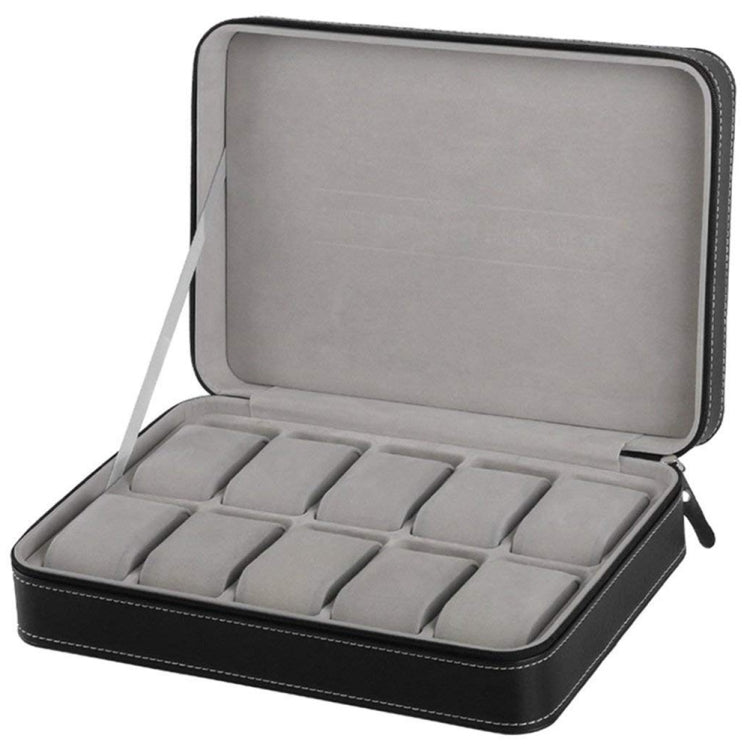 Custodia porta orologi 10 scomparti in pelle PU nera