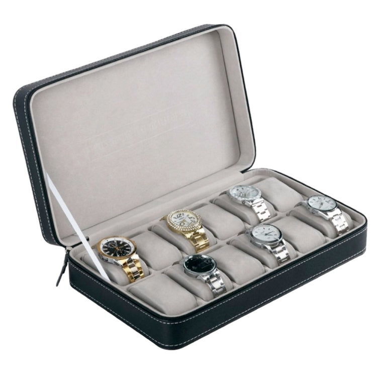 Custodia porta 12 orologi in pelle PU nera