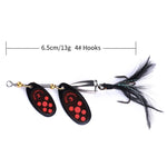 4 PZ HENGJIA SP304 6.5cm 13g Piuma Gancio Rotante Paillettes Strada Esca Esca, SP304 Orange Red, SP304 Black, SP304 Yellow