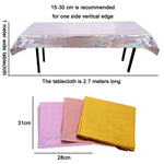 Tovaglia laser per feste di compleanno Forniture per decorazioni di nozze, Foil Laser  Pink, Foil Laser Red, Foil Laser Light Blue, Foil Laser Rose Gold, Foil Laser Gold, Foil Laser Dark Blu, Foil Laser Purple, Foil Laser Silver, Foil Laser Rose Red