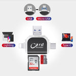 Lettore schede 4 in 1 USB 2.0 Micro USB Type-C