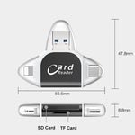 Lettore schede 4 in 1 USB 2.0 Micro USB Type-C