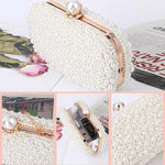Borsa da sera perla Borsa a tracolla da donna con chiusura a faccia morbida Borsa a tracolla piccola quadrata, White, Beige