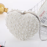 Borsa a tracolla a catena singola con frizione a forma di cuore da donna con borsa da sera di perle, Crossbody Bag